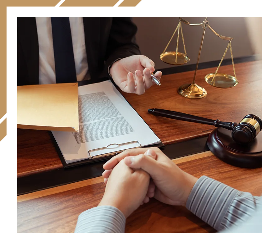 lawyer talking to client